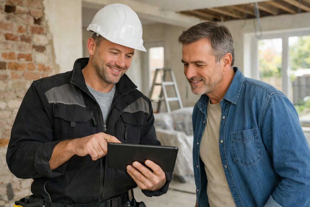 reliable renovation company Belgium discussing project